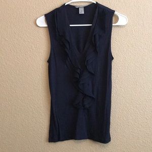 Navy ruffle top xs